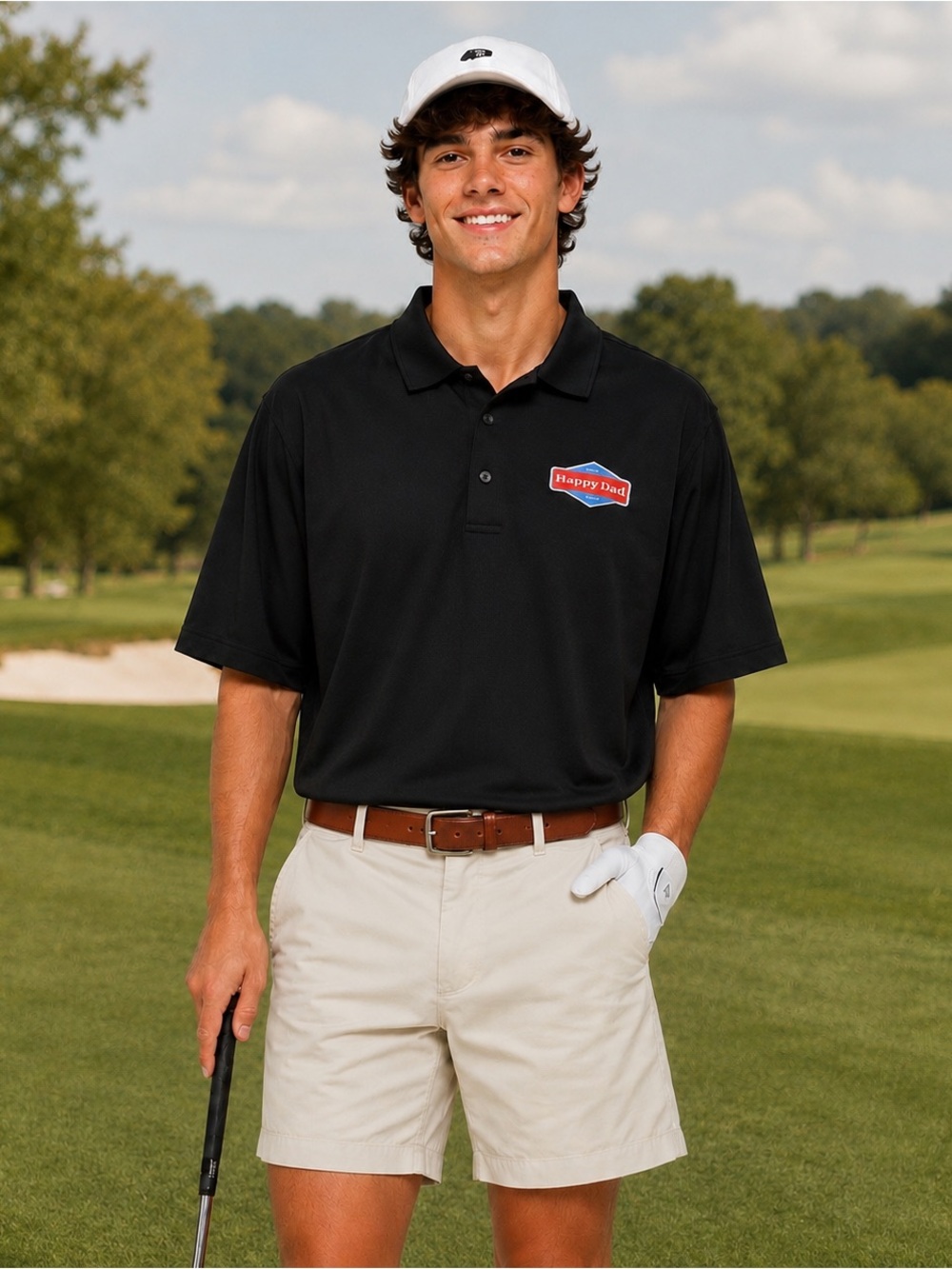 NWT Happy Dad Hard Seltzer Golf Polo Shirt Short Sleeve XL Black Logo Golfcore